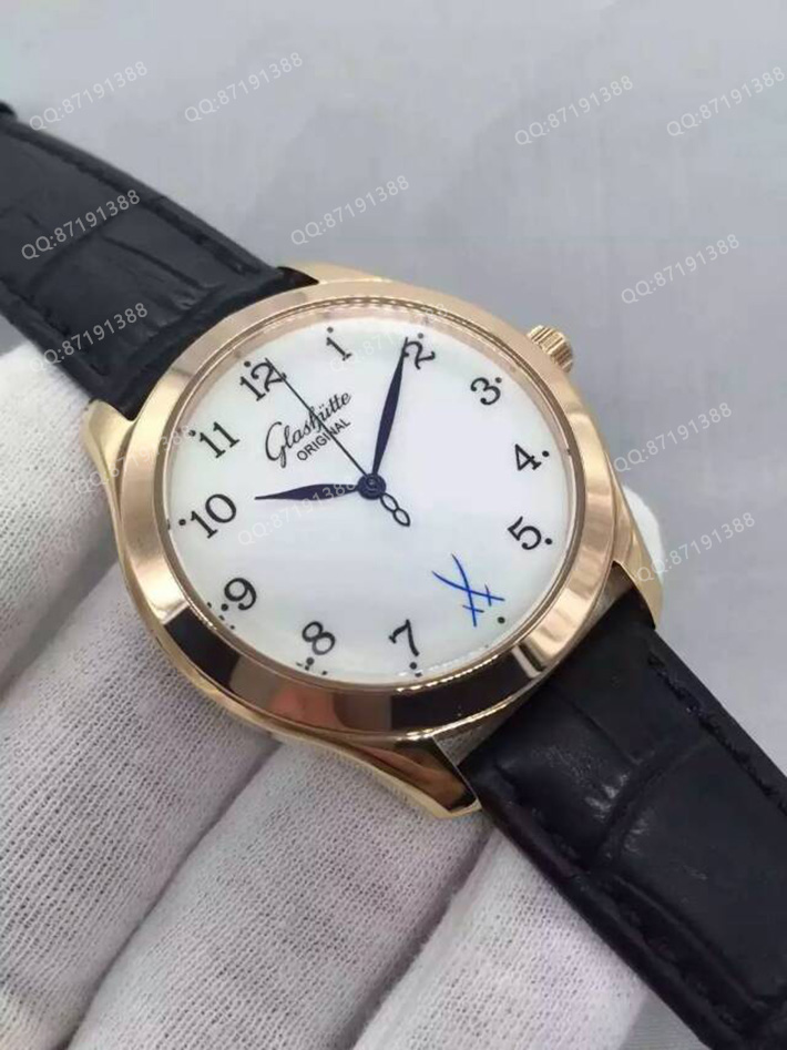 格拉蘇蒂 glashütte original senator 參議員系列 18k玫瑰金白麵